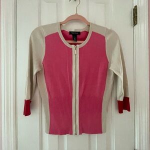 WHITE HOUSE BLACK MARKET COLOR BLOCK CARDIGAN SWEATER TOP